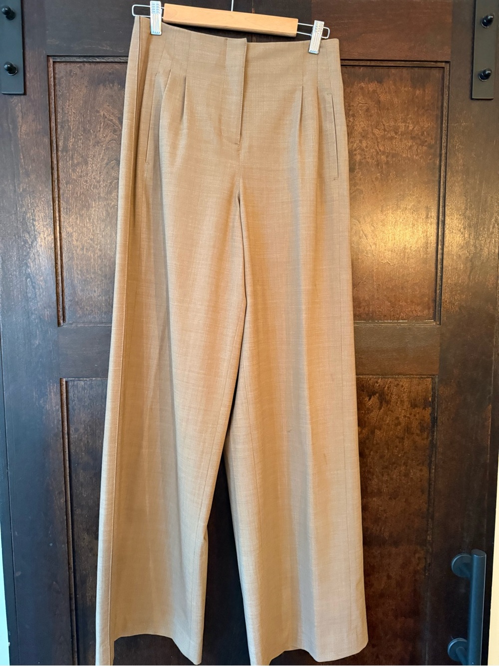 Tanya Taylor Wide-Leg High-Rise Pants in Camel